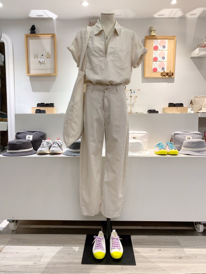 pantalón vichy ecru