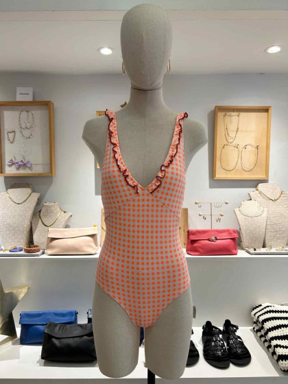 bañador vichy naranja