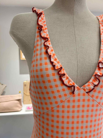 bañador vichy naranja 2