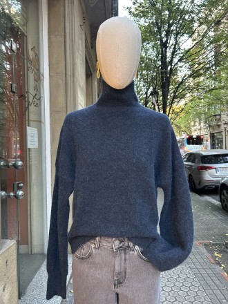 Jersey cuello chimenea azul