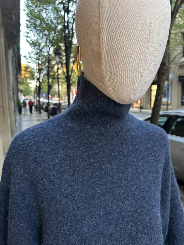 Jersey cuello chimenea azul