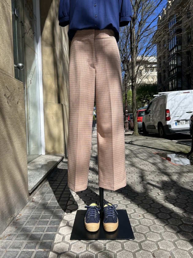 Pantalón cuadritos teja