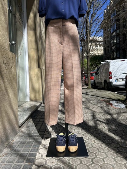 Pantalón cuadritos teja