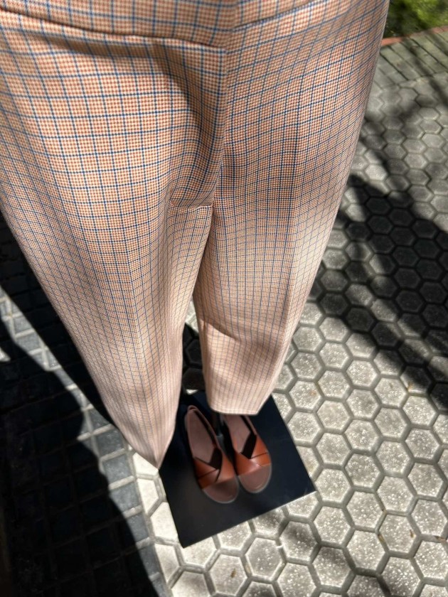 Pantalón cuadritos teja