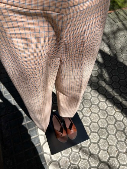 Pantalón cuadritos teja