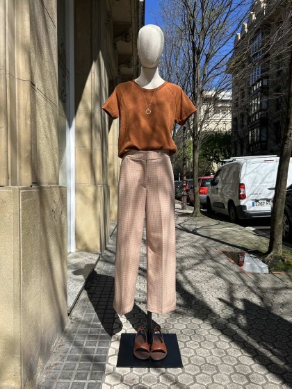 Pantalón cuadritos teja