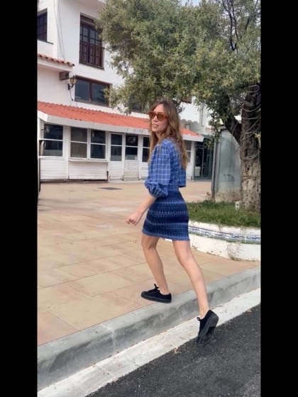 Vestido azul cuadros