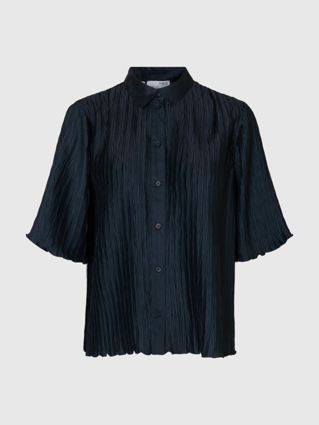 Camisa plisada azul