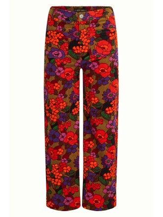 Pantalón pana flores