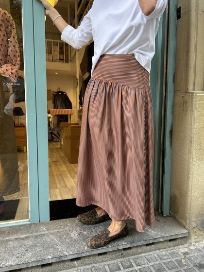 Falda raya café/gris