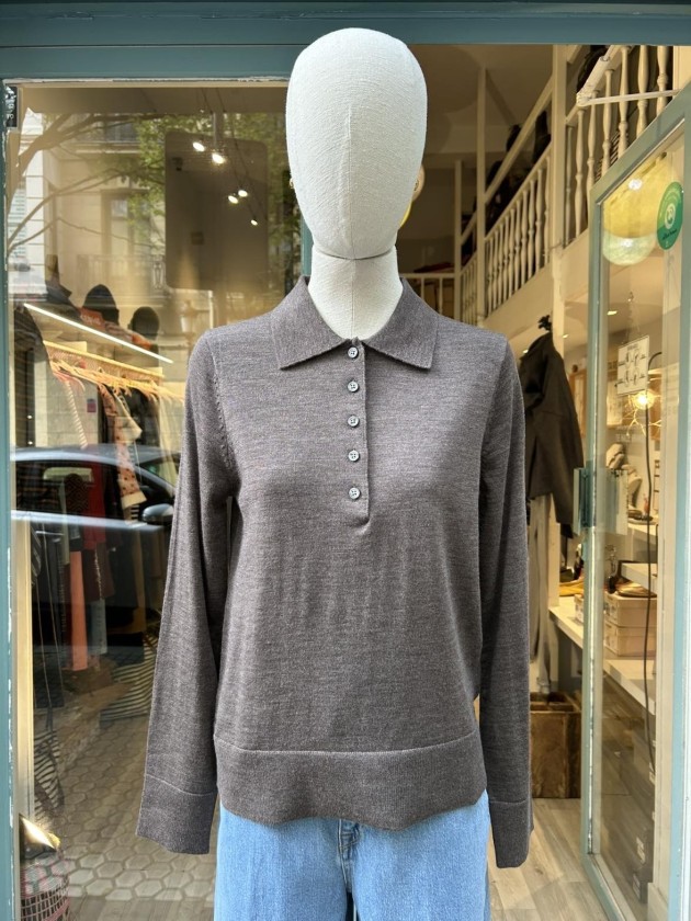 Polo merino marrón