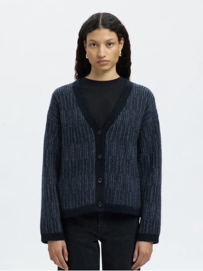 Cárdigan mosaico azul