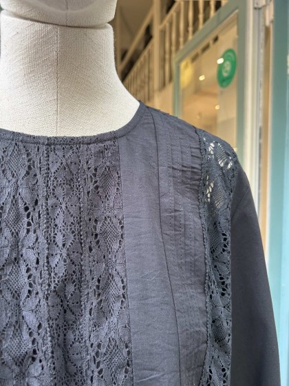 Blusa encaje negra