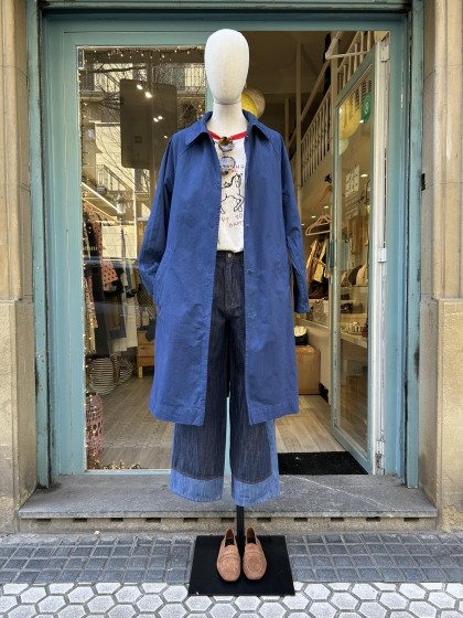 Gabardina reversible azul