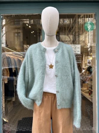 Chaqueta mohair verde agua